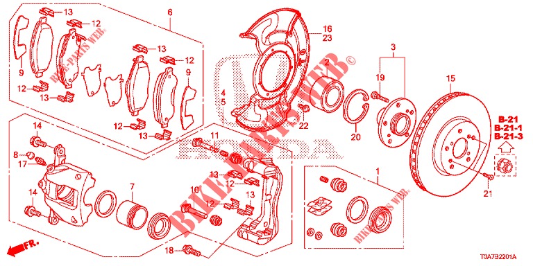FRONT BRAKE (2) for Honda CR-V 2.0 EXCLUSIVE NAVI 5 Doors 6 speed manual 2014