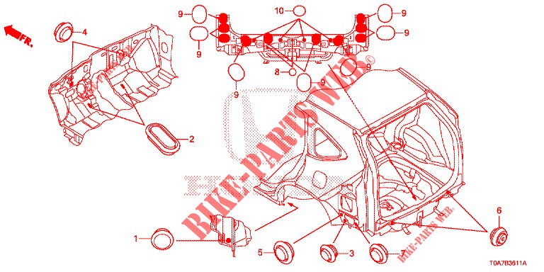 GROMMET (ARRIERE) for Honda CR-V 2.0 EXCLUSIVE NAVI 5 Doors 6 speed manual 2014