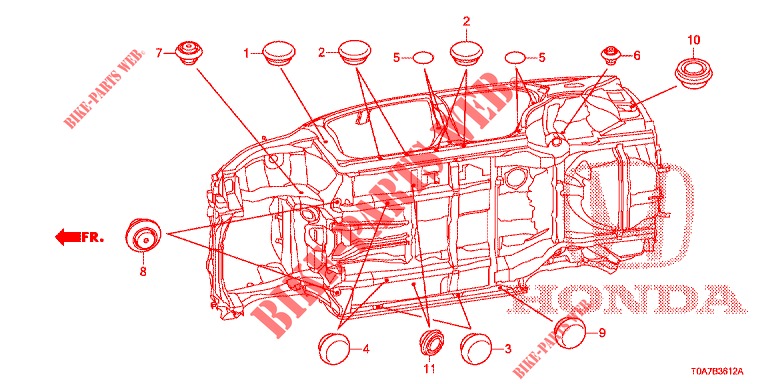 GROMMET (INFERIEUR) for Honda CR-V 2.0 EXCLUSIVE NAVI 5 Doors 6 speed manual 2014