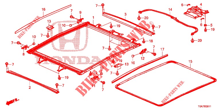 HEADLINER TRIM/SUN SHADE/ SLIDING GLASS  for Honda CR-V 2.0 EXCLUSIVE NAVI 5 Doors 6 speed manual 2014