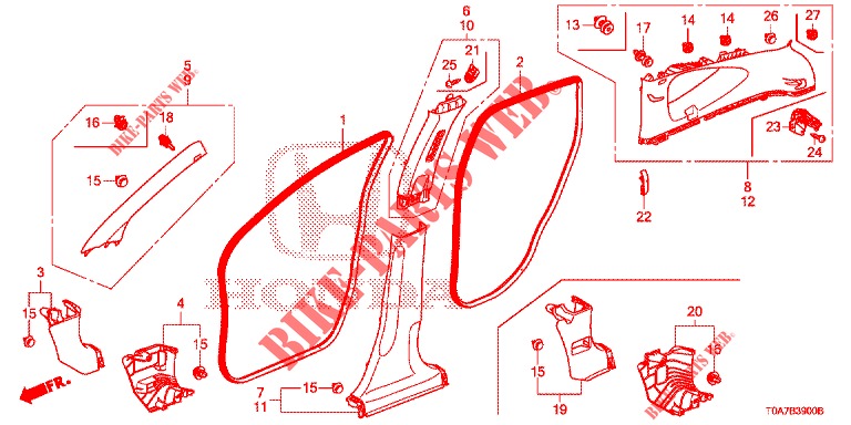 PILLAR GARNISH  for Honda CR-V 2.0 EXCLUSIVE NAVI 5 Doors 6 speed manual 2014