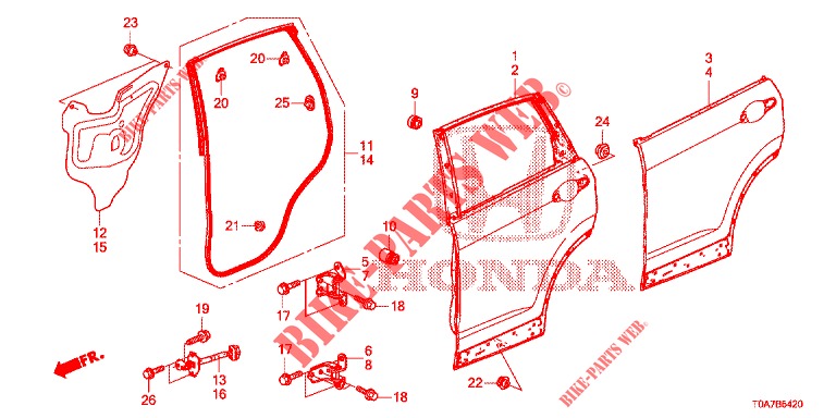 REAR DOOR PANELS (4D)  for Honda CR-V 2.0 EXCLUSIVE NAVI 5 Doors 6 speed manual 2014