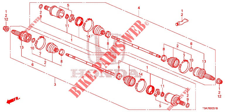 REAR DRIVESHAFT (2) for Honda CR-V 2.0 EXCLUSIVE NAVI 5 Doors 6 speed manual 2014