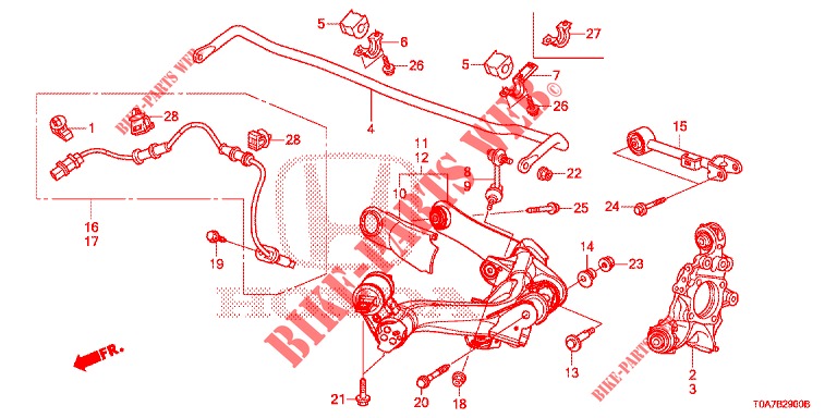 REAR LOWER ARM/RADIUS ROD  for Honda CR-V 2.0 EXCLUSIVE NAVI 5 Doors 6 speed manual 2014