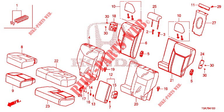 REAR SEAT/SEATBELT (2D)  for Honda CR-V 2.0 EXCLUSIVE NAVI 5 Doors 6 speed manual 2014