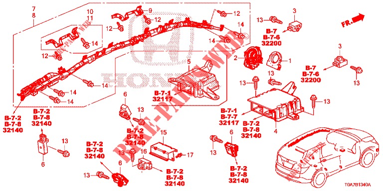 SRS UNIT (RH)  for Honda CR-V 2.0 EXCLUSIVE NAVI 5 Doors 6 speed manual 2014