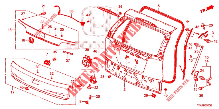 TAILGATE PANEL (2D)  for Honda CR-V 2.0 EXCLUSIVE NAVI 5 Doors 6 speed manual 2014