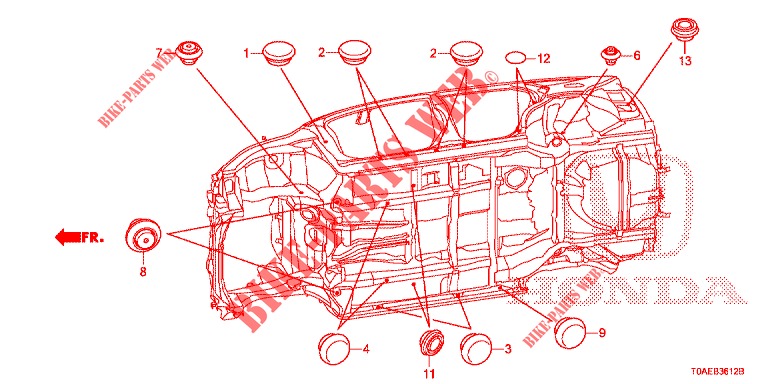 GROMMET (INFERIEUR) for Honda CR-V 2.0 EXCLUSIVE NAVI 5 Doors 5 speed automatic 2015