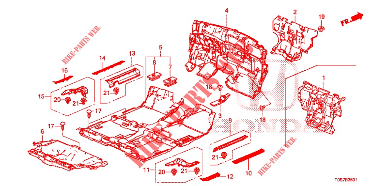 FLOOR MAT/INSULATOR (2) for Honda CR-V 2.0 COMFORT 5 Doors 6 speed manual 2016