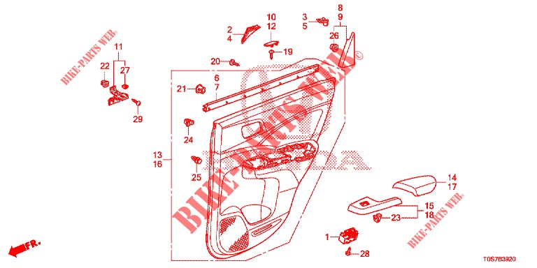 REAR DOOR LINING (4D)  for Honda CR-V 2.0 COMFORT 5 Doors 6 speed manual 2016