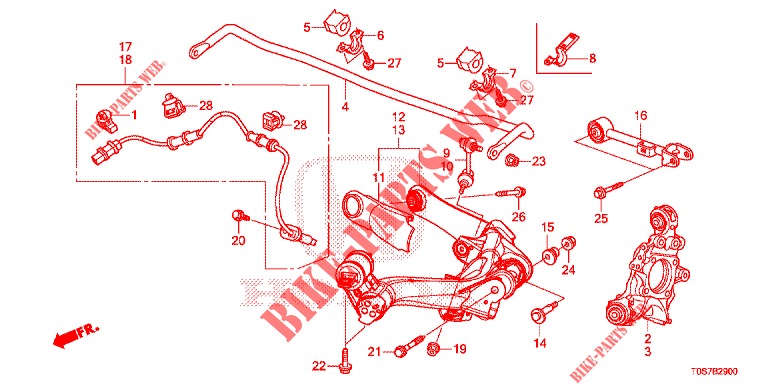 REAR LOWER ARM/RADIUS ROD  for Honda CR-V 2.0 COMFORT 5 Doors 5 speed automatic 2016