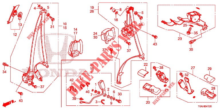 FRONT SEAT/SEATBELTS  for Honda CR-V 2.0 ELEGANCE L 5 Doors 6 speed manual 2017