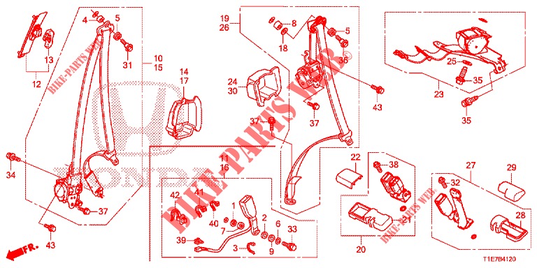 FRONT SEAT/SEATBELTS  for Honda CR-V 2.0 ELEGANCE 5 Doors 6 speed manual 2018