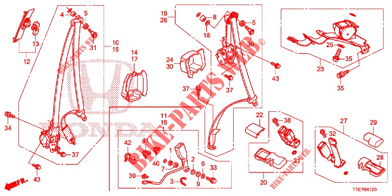 FRONT SEAT/SEATBELTS  for Honda CR-V 2.0 ELEGANCE L 5 Doors 6 speed manual 2018