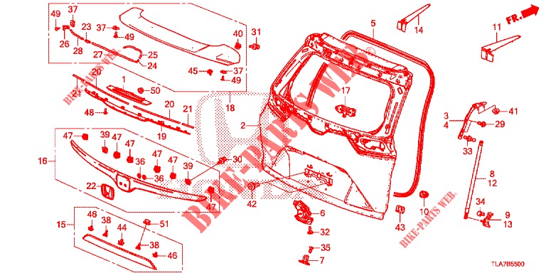 TAILGATE PANEL (2D)  for Honda CR-V 1.5 TOP 5 Doors full automatic 2019