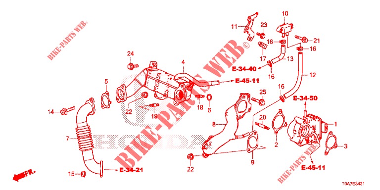 VALVE RECIRC. GAS ECHAP. LOW PRESSURE LOOP (DIESEL) (1.6L) for Honda CR-V DIESEL 1.6 COMFORT 5 Doors 6 speed manual 2014