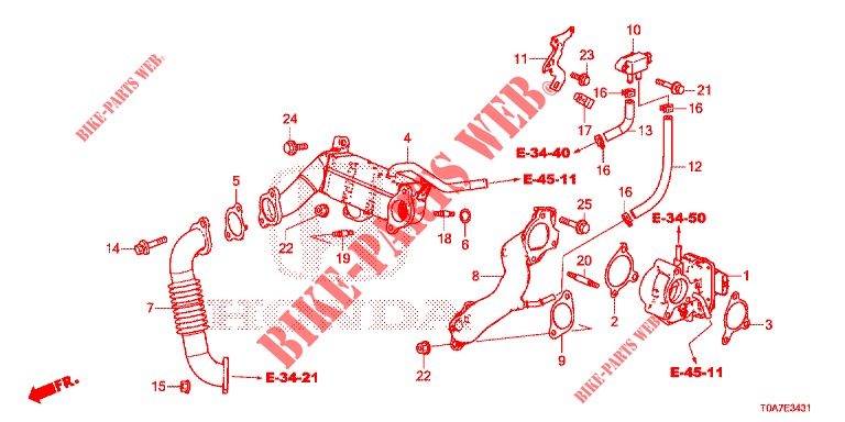 VALVE RECIRC. GAS ECHAP. LOW PRESSURE LOOP (DIESEL) (1.6L) for Honda CR-V DIESEL 1.6 ELEGANCE 5 Doors 6 speed manual 2014