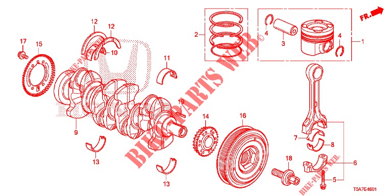 CRANKSHAFT/PISTON (DIESEL) (1.6L) for Honda CR-V DIESEL 1.6 EXECUTIVE NAVI 5 Doors 6 speed manual 2014
