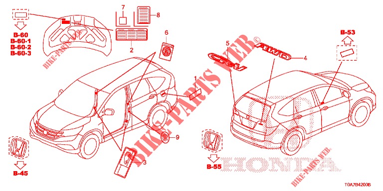 EMBLEMS/CAUTION LABELS  for Honda CR-V DIESEL 1.6 EXECUTIVE NAVI 5 Doors 6 speed manual 2014
