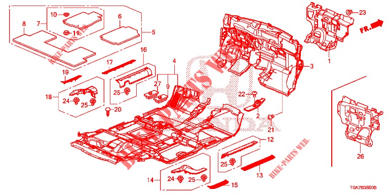 FLOOR MAT/INSULATOR  for Honda CR-V DIESEL 1.6 EXECUTIVE NAVI 5 Doors 6 speed manual 2014