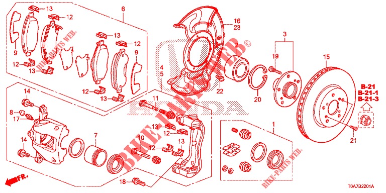 FRONT BRAKE (2) for Honda CR-V DIESEL 1.6 EXECUTIVE NAVI 5 Doors 6 speed manual 2014