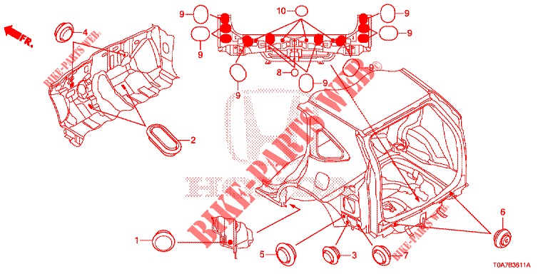 GROMMET (ARRIERE) for Honda CR-V DIESEL 1.6 EXECUTIVE NAVI 5 Doors 6 speed manual 2014