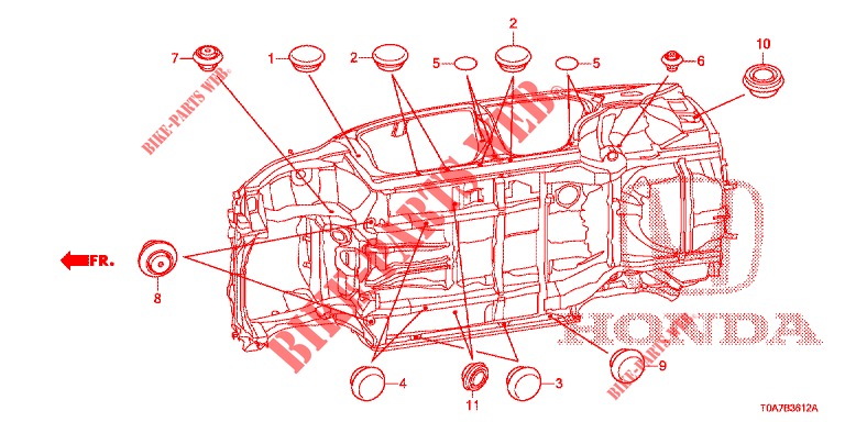 GROMMET (INFERIEUR) for Honda CR-V DIESEL 1.6 EXECUTIVE NAVI 5 Doors 6 speed manual 2014