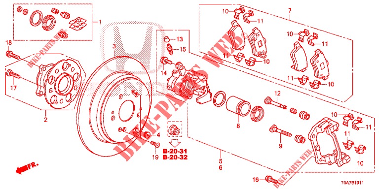 REAR BRAKE (2) for Honda CR-V DIESEL 1.6 EXECUTIVE NAVI 5 Doors 6 speed manual 2014