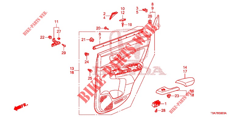 REAR DOOR LINING (4D)  for Honda CR-V DIESEL 1.6 EXECUTIVE NAVI 5 Doors 6 speed manual 2014