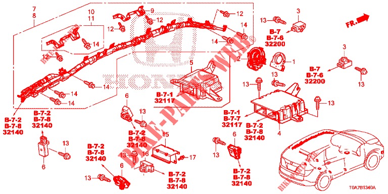 SRS UNIT (RH)  for Honda CR-V DIESEL 1.6 EXECUTIVE NAVI 5 Doors 6 speed manual 2014