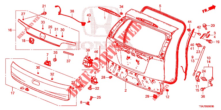 TAILGATE PANEL (2D)  for Honda CR-V DIESEL 1.6 EXECUTIVE NAVI 5 Doors 6 speed manual 2014