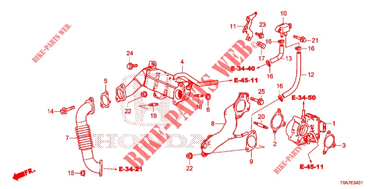 VALVE RECIRC. GAS ECHAP. LOW PRESSURE LOOP (DIESEL) (1.6L) for Honda CR-V DIESEL 1.6 EXECUTIVE NAVI 5 Doors 6 speed manual 2014