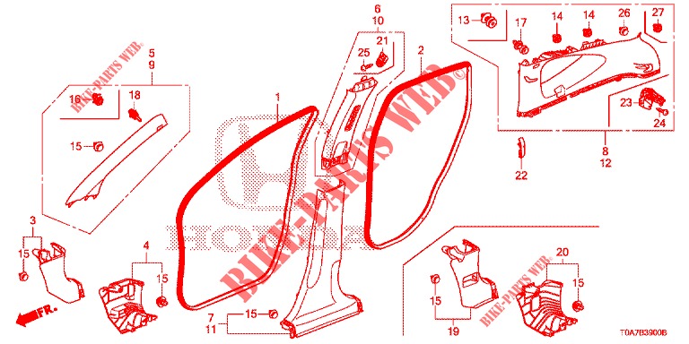 PILLAR GARNISH  for Honda CR-V DIESEL 2.2 COMFORT 5 Doors 5 speed automatic 2014
