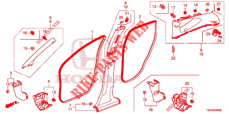 PILLAR GARNISH  for Honda CR-V DIESEL 2.2 ELEGANCE 5 Doors 5 speed automatic 2014