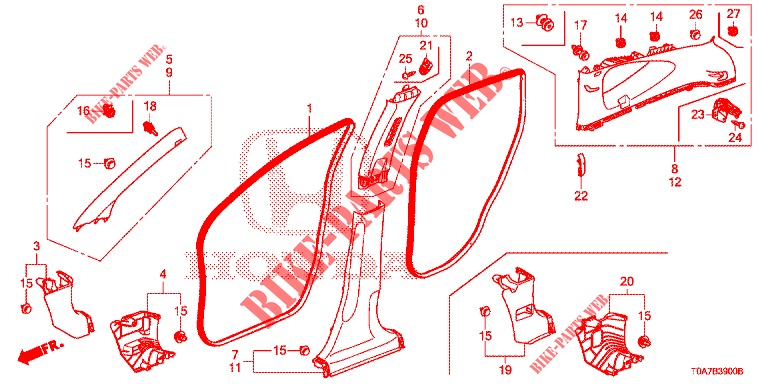 PILLAR GARNISH  for Honda CR-V DIESEL 2.2 EXCLUSIVE NAVI 5 Doors 5 speed automatic 2014