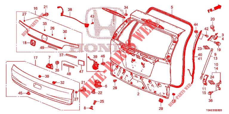 TAILGATE PANEL (2D)  for Honda CR-V DIESEL 1.6 COMFORT 5 Doors 6 speed manual 2015