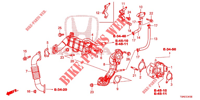 EGR VALVE (LP) (DIESEL) for Honda CR-V DIESEL 1.6 ELEGANCE NAVI 4WD 5 Doors 6 speed manual 2015