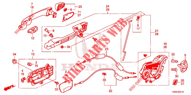 REAR DOOR LOCKS/OUTER HAN DLE  for Honda CR-V DIESEL 1.6 ELEGANCE NAVI 4WD 5 Doors 9 speed automatic 2015