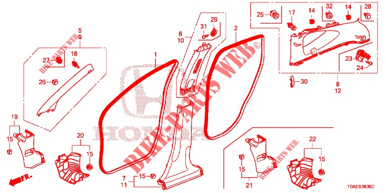 PILLAR GARNISH  for Honda CR-V DIESEL 1.6 EXECUTIVE NAVI 5 Doors 6 speed manual 2015