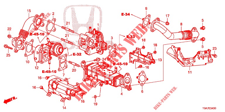 EGR VALVE (DIESEL) (2.2L) for Honda CR-V DIESEL 2.2 EXCLUSIVE NAVI 5 Doors 6 speed manual 2014