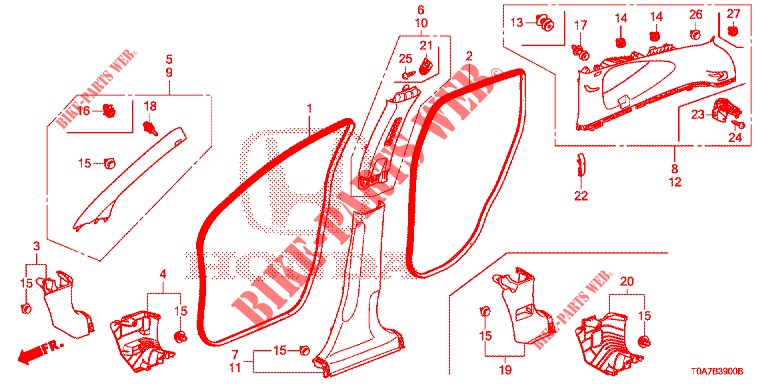PILLAR GARNISH  for Honda CR-V DIESEL 2.2 EXCLUSIVE NAVI 5 Doors 6 speed manual 2014