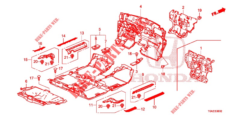 FLOOR MAT/INSULATOR (3) for Honda CR-V DIESEL 1.6 INNOVA 5 Doors 9 speed automatic 2015