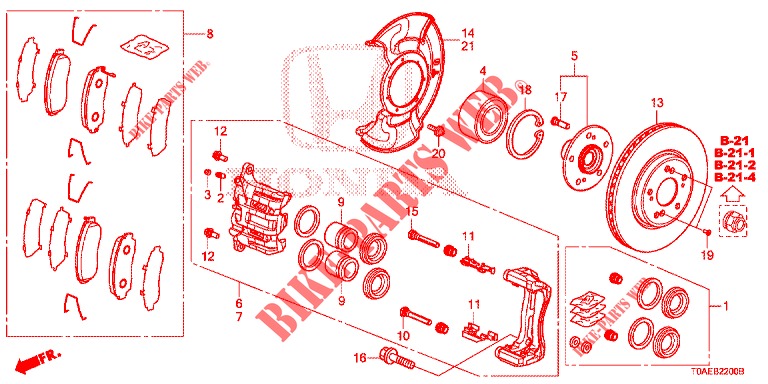 FRONT BRAKE (1) for Honda CR-V DIESEL 1.6 INNOVA 5 Doors 9 speed automatic 2015