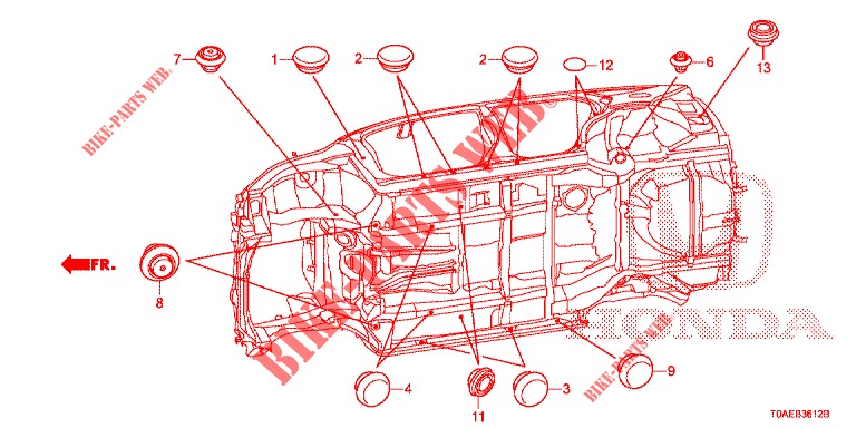 GROMMET (INFERIEUR) for Honda CR-V DIESEL 1.6 INNOVA 5 Doors 9 speed automatic 2015