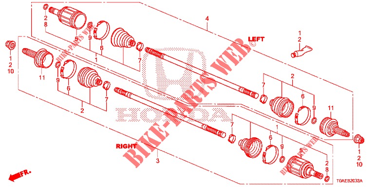 REAR DRIVESHAFT (4) for Honda CR-V DIESEL 1.6 INNOVA 5 Doors 9 speed automatic 2015