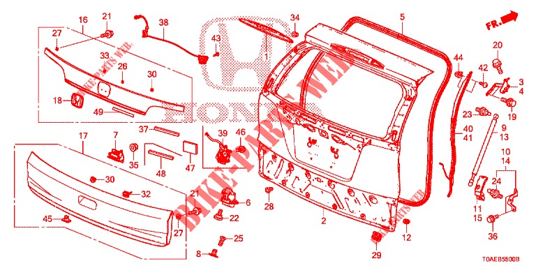 TAILGATE PANEL (2D)  for Honda CR-V DIESEL 1.6 INNOVA 5 Doors 9 speed automatic 2015
