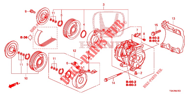 AIR CONDITIONER (COMPRESSEUR) (4) for Honda CR-V DIESEL 2.2 EXCLUSIVE 5 Doors 6 speed manual 2013