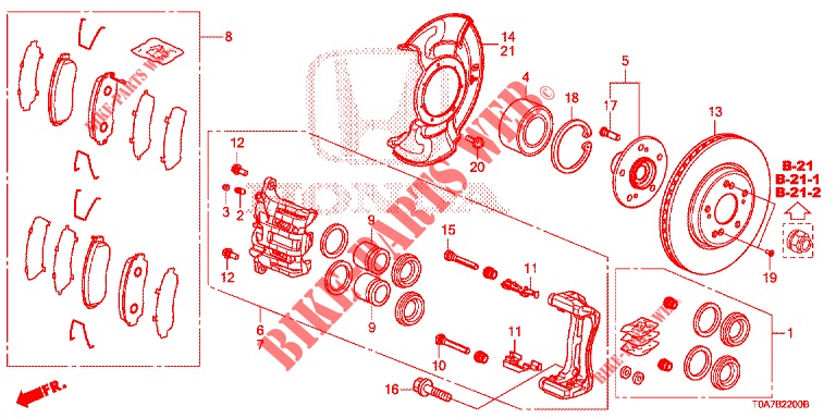 FRONT BRAKE (1) for Honda CR-V DIESEL 2.2 EXCLUSIVE 5 Doors 6 speed manual 2013