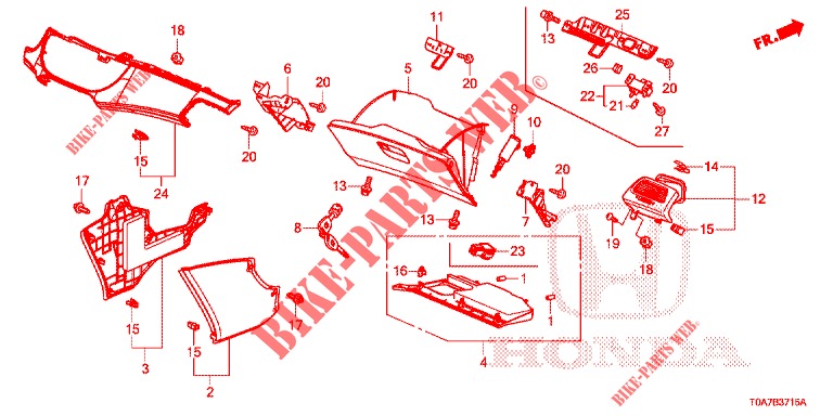 INSTRUMENT GARNISH (COTE DE PASSAGER) (LH) for Honda CR-V DIESEL 2.2 EXCLUSIVE 5 Doors 6 speed manual 2013