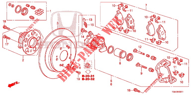REAR BRAKE (2) for Honda CR-V DIESEL 2.2 EXCLUSIVE 5 Doors 6 speed manual 2013